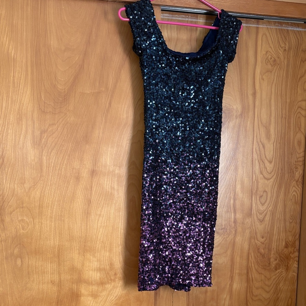 Off the Shoulder Sequin Ombre Dress